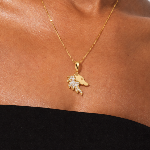 Model wearing the Awo Voice Necklace